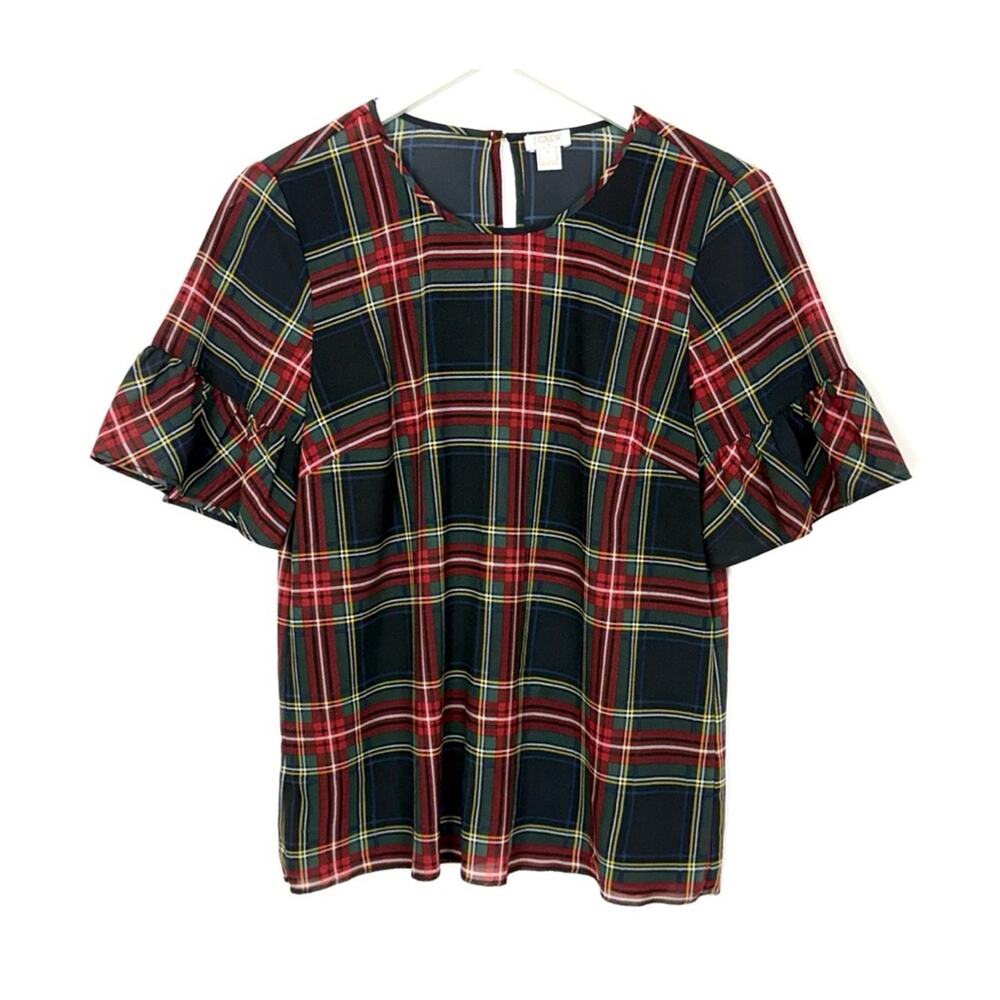 J. Crew Drapey Ruffle-Sleeve Top